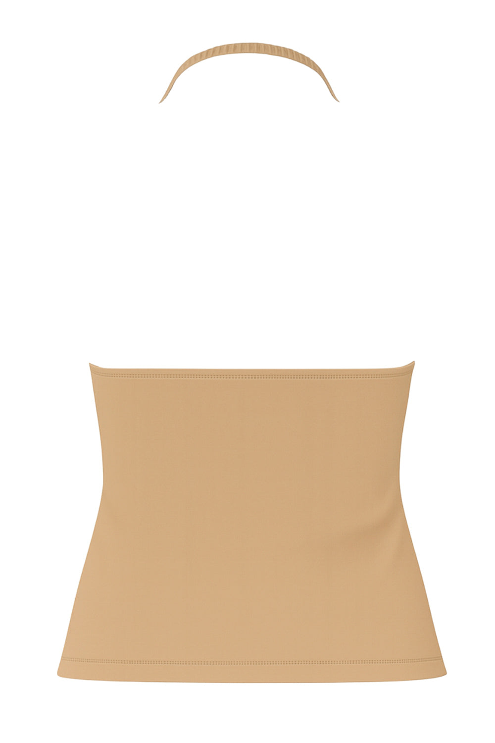 Top corto de cuello halter fluido, sin mangas, fit ajustado y escote en espalda.