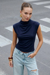 Cropped turtleneck top