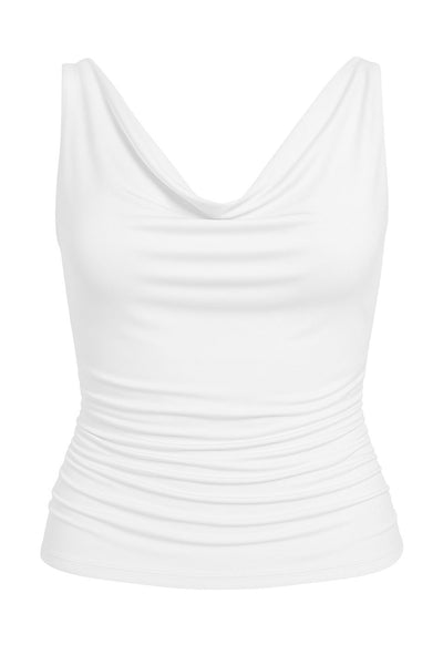 Top de fit ajustado, tirantes, escote fluido frontal y en espalda.