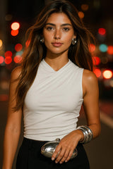 Top Mia cuello fluido con plisados