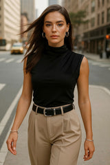 Top Ouro cuello mock