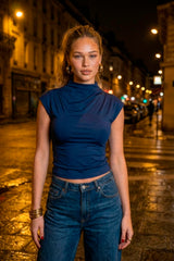 Top Ouro cuello mock