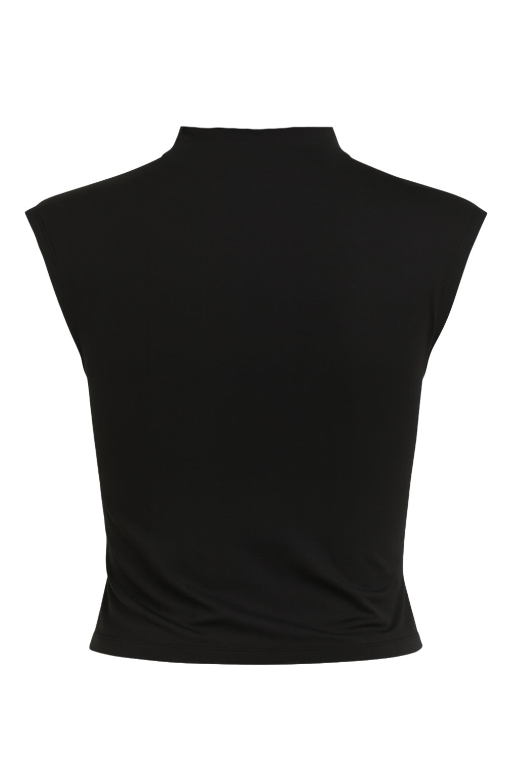 Top corto de cuello mock seguido, fit ajustado y manga corta seguida.