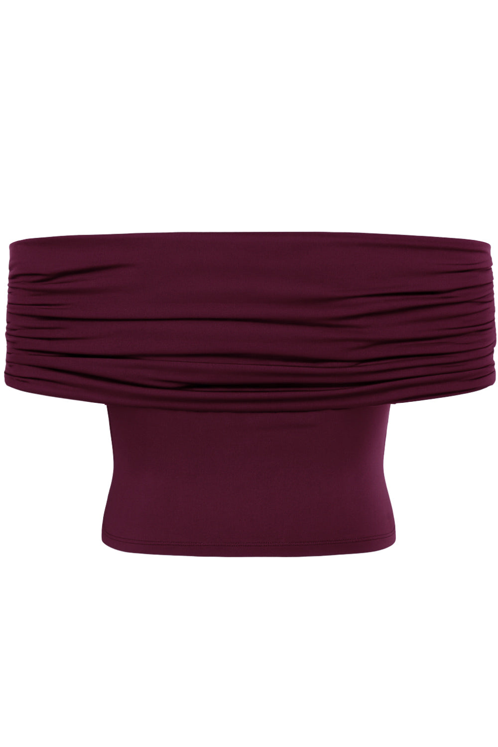 Top corto plisado de fit ajustado, escote v con cruce frontal, manga corta seguida, plisados en costados y hombros.