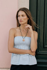 Top tubo Coral con olanes