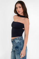 Top tubo de fit ajustado con detalle choker