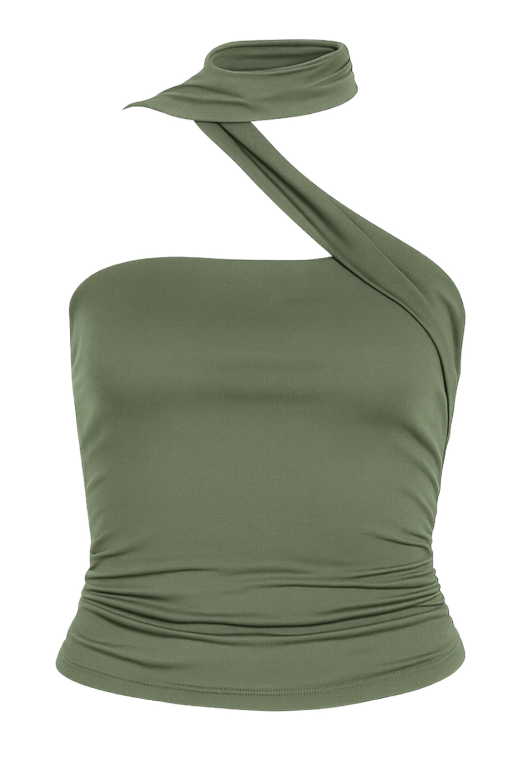 Top tubo de fit ajustado, escote recto, plisados en costados y detalle lateral de choker cruzado.&nbsp;