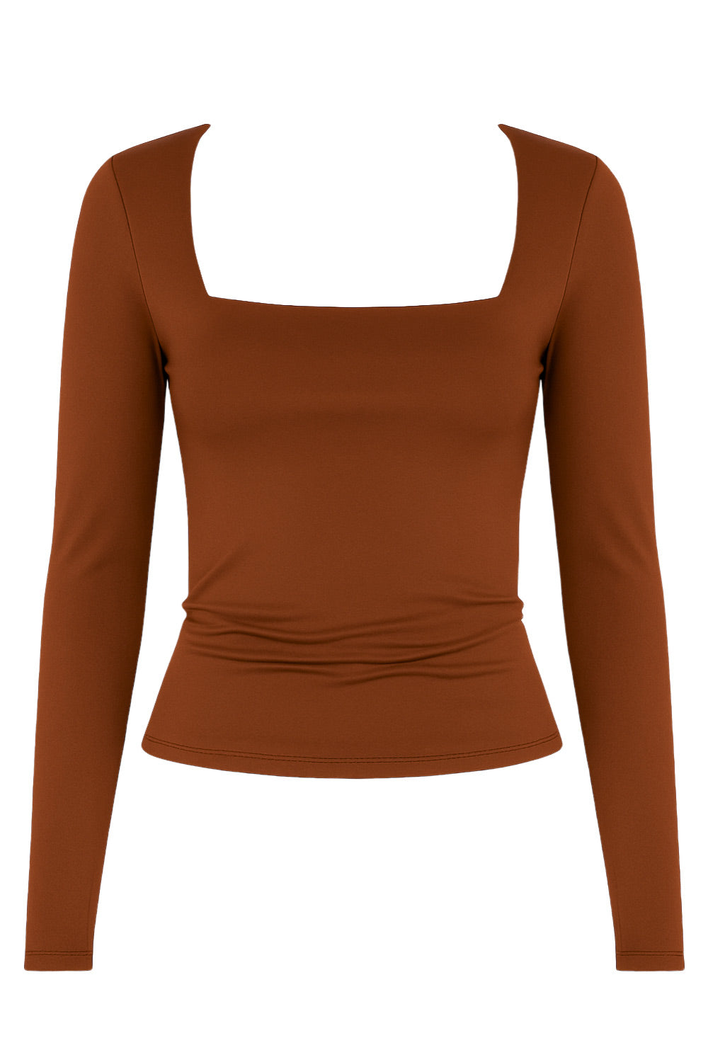 Top básico de escote cuadrado, manga larga y fit ajustado.