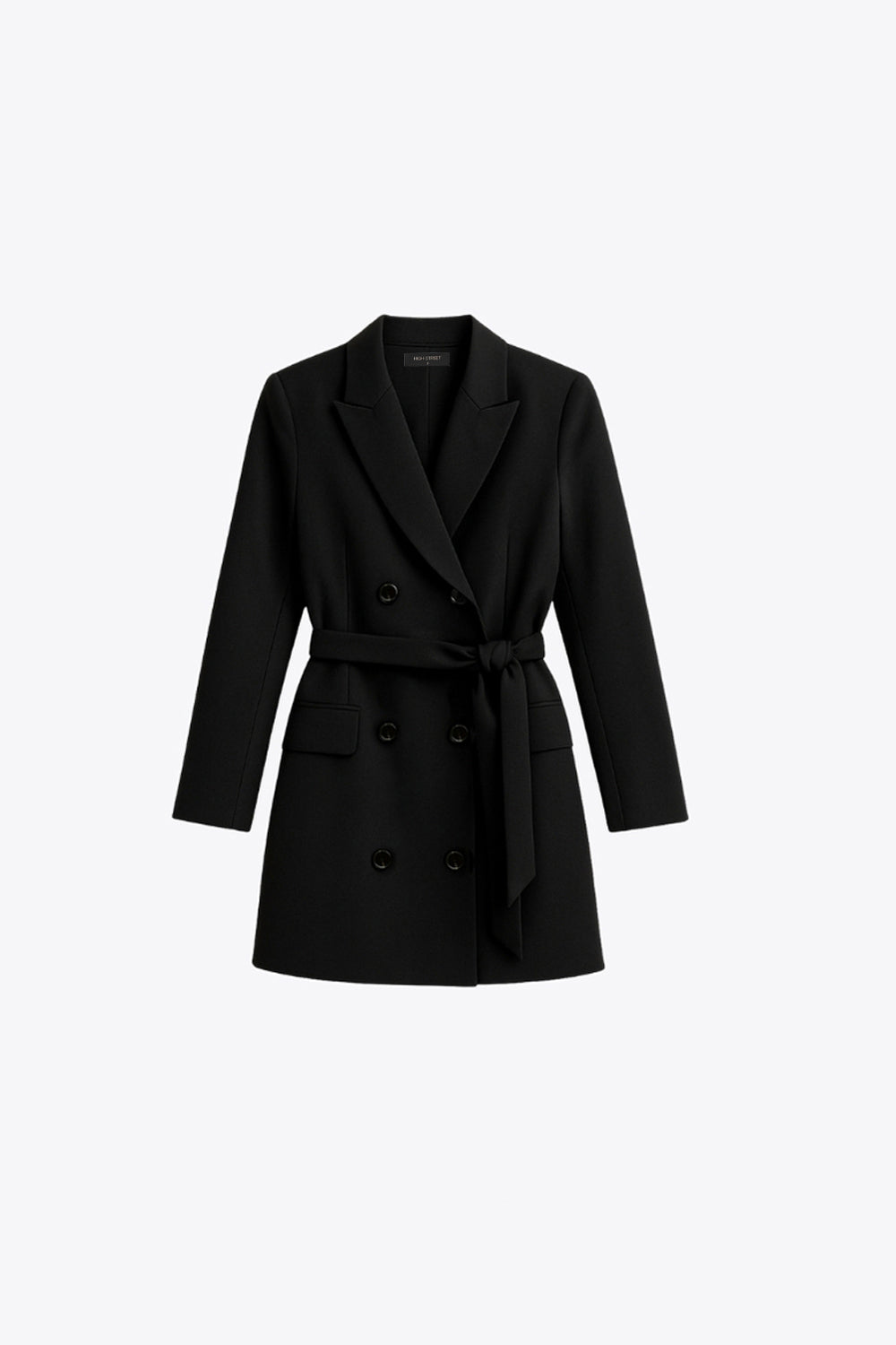 Vestido blazer corto cruzado con cinturón