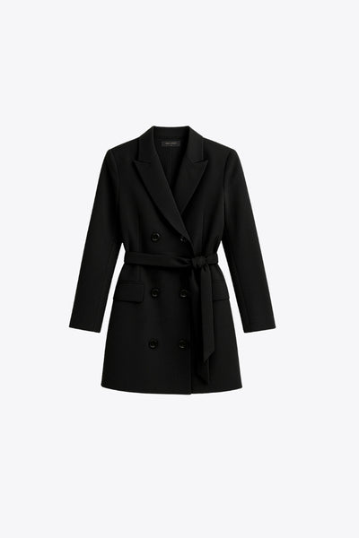 Vestido blazer corto cruzado con cinturón