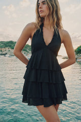 Vestido corto halter olanes