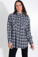 Camisa oversized check manga larga bolsillos